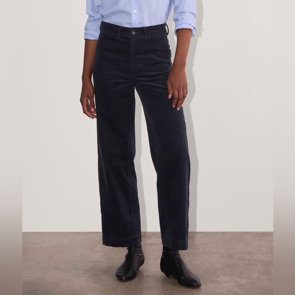 Everlane Corduroy Sailor Pant, Navy, Size 8
